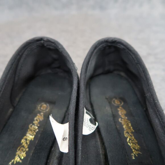 New York Lites Shoes Womens 8 Slippers Velvet Embroidered Horn Holly Black Flats - Picture 14 of 16
